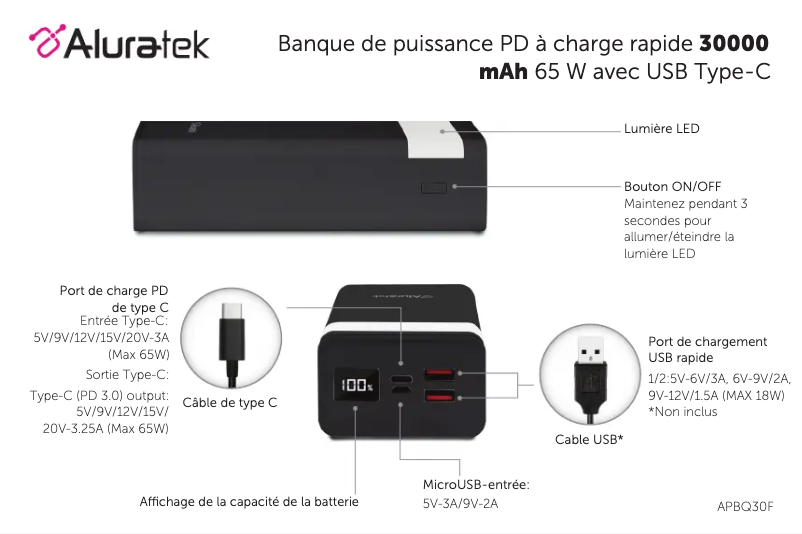 Page n°1 - Manuel utilisateur Aluratek APBQ30F