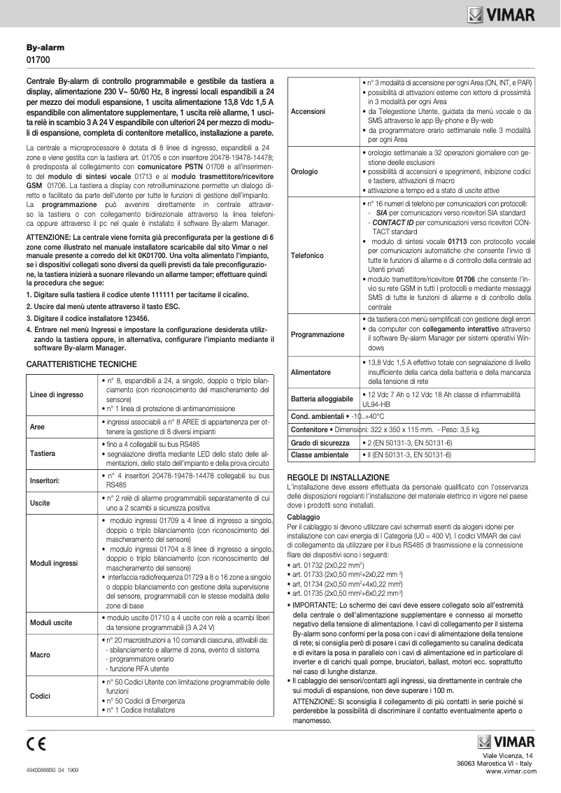 Page n°1 - Instructions / montage Vimar 01700