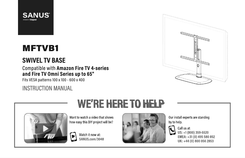 Page 1 de la notice Manuel utilisateur Sanus MFTVB1