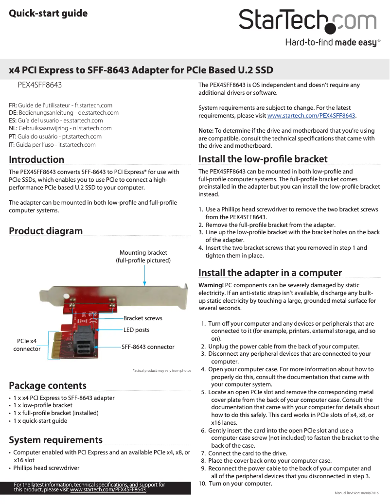 Image de la première page du manuel de l'appareil PEX4SFF8643