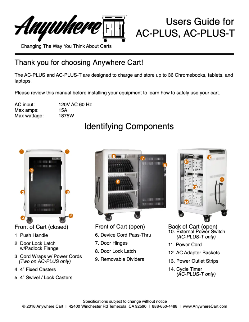 Image de la première page du manuel de l'appareil AC-PLUS-T