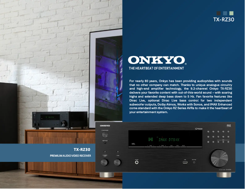 Page n°1 - Fiche technique Onkyo TX-RZ30