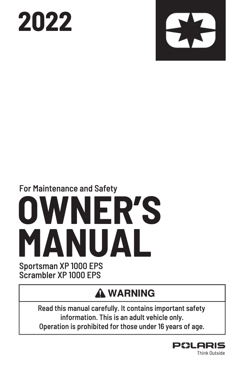 Image de la première page du manuel de l'appareil Scrambler XP 1000 EPS (2022)