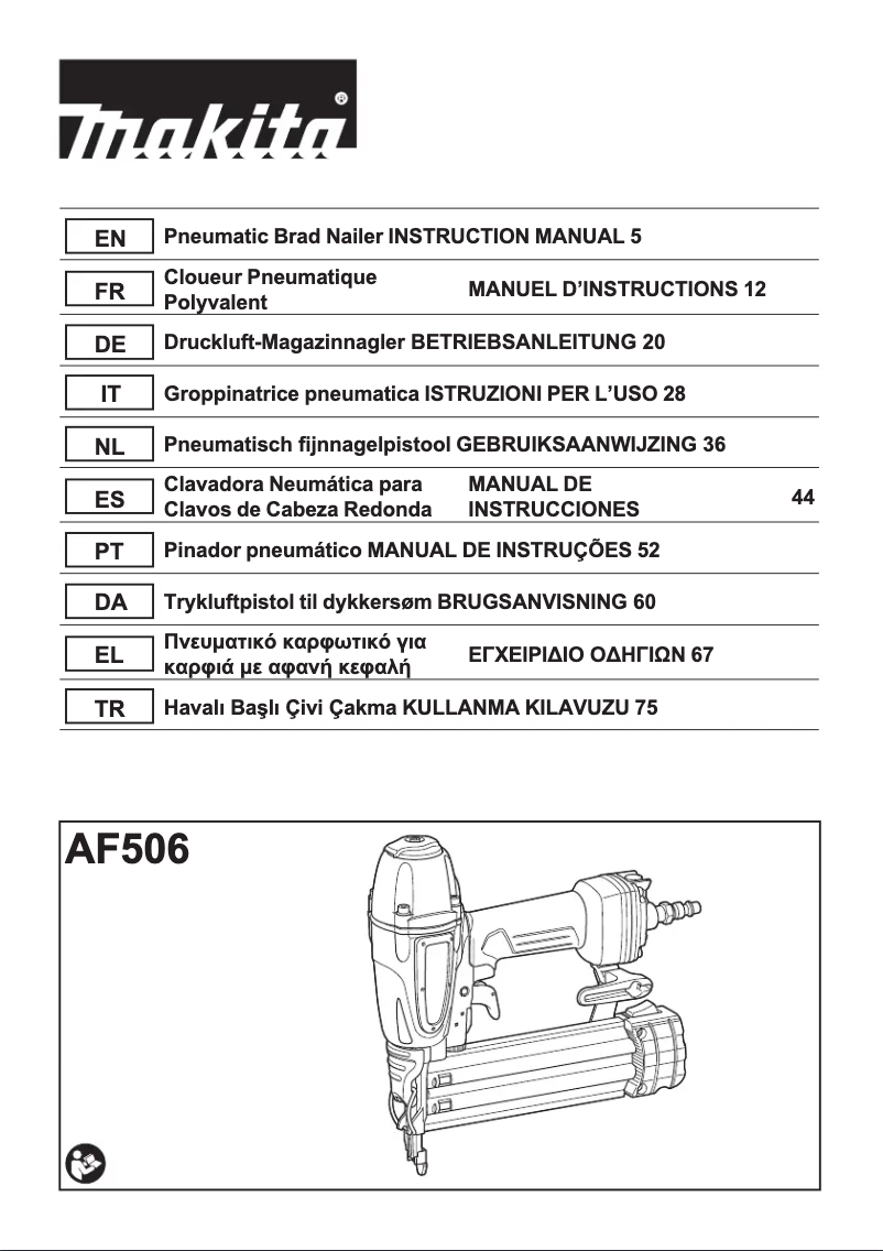 Page n°1 - Manuel utilisateur Makita AF506