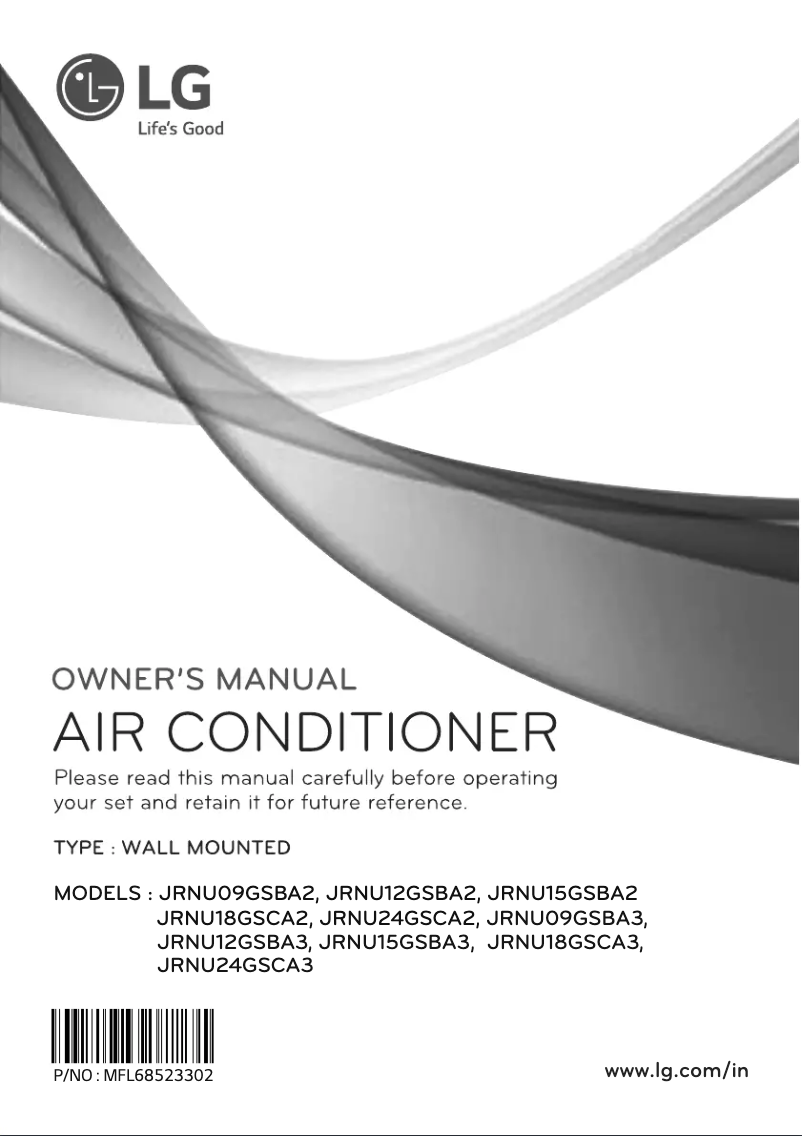 Page 1 de la notice Manuel utilisateur LG JRNU18GSCA3