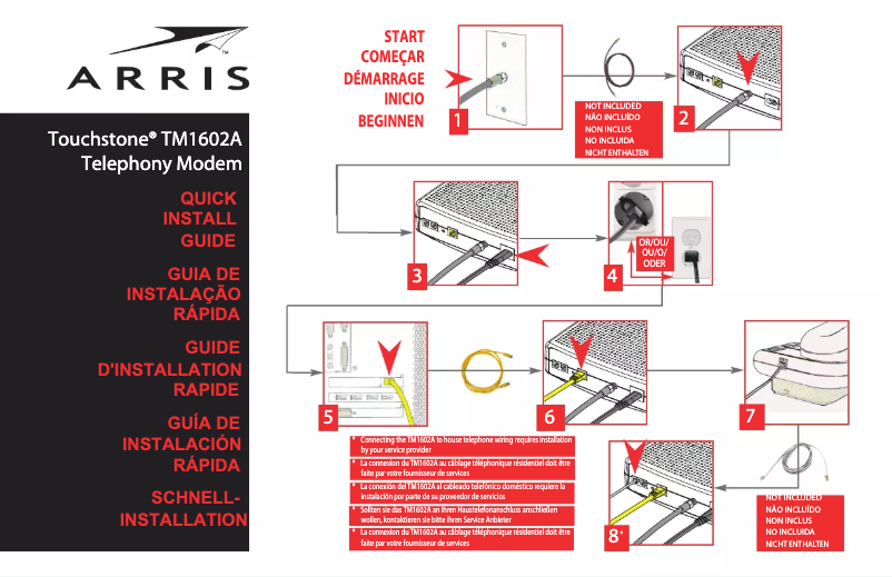 Page n°1 - Guide de démarrage rapide Arris Touchstone TM1602