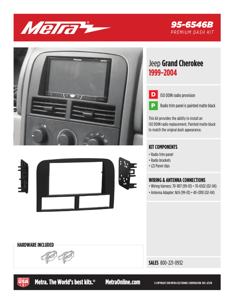 Page 1 of the manual Technical Sheet Metra 95-6546B