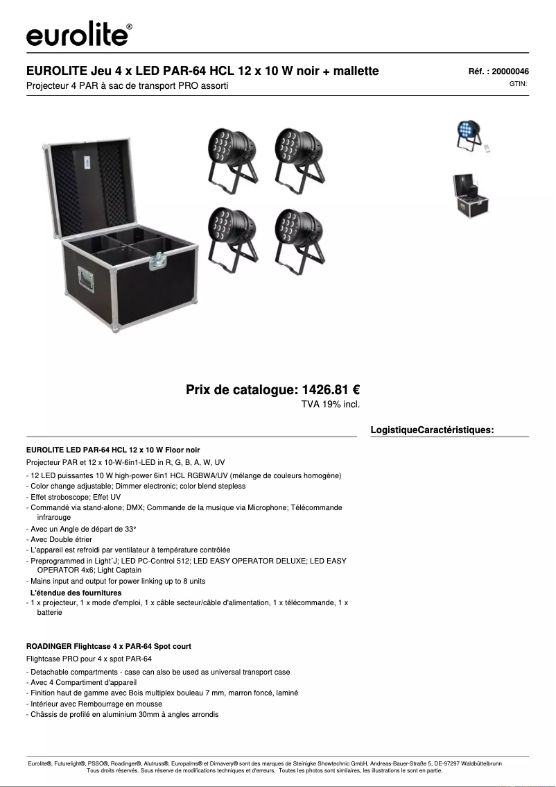 Image de la première page du manuel de l'appareil LED PAR-64 HCL