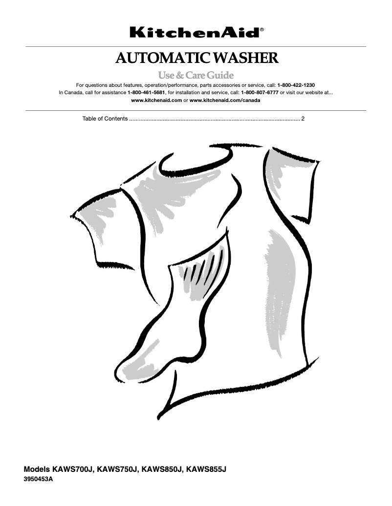 Page 1 de la notice Manuel utilisateur KitchenAid KAWS855JE4