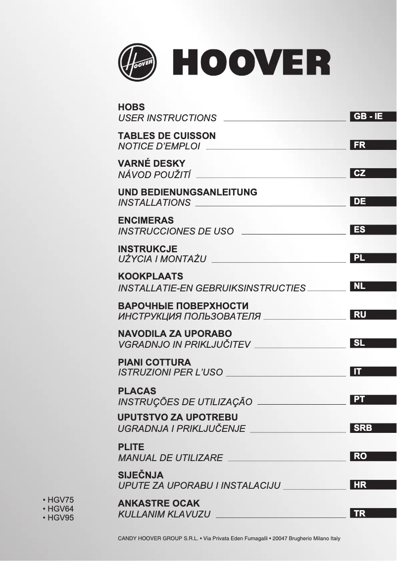 Page n°1 - Mode d'emploi Hoover HGV75SMWCGB