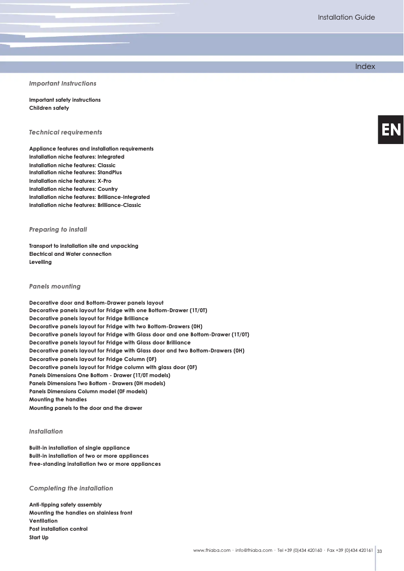 Page n°1 - Guide d'installation Fhiaba XS8990TST6IA