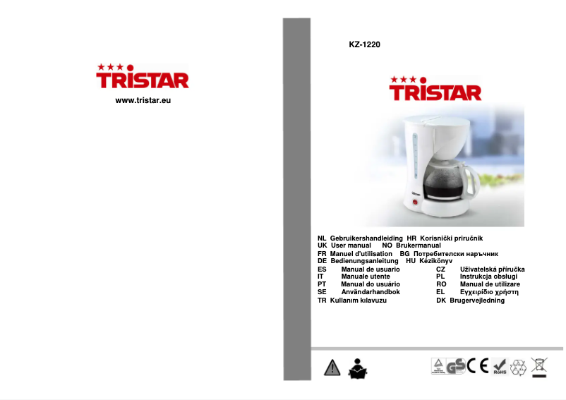 Page n°1 - Manuel utilisateur TriStar KZ-1220
