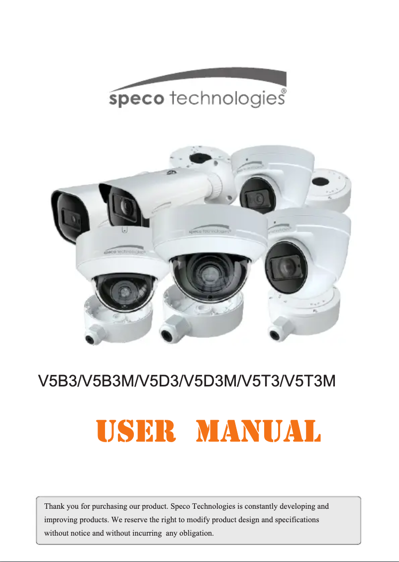 Page 1 de la notice Manuel utilisateur Speco Technologies V5B3M