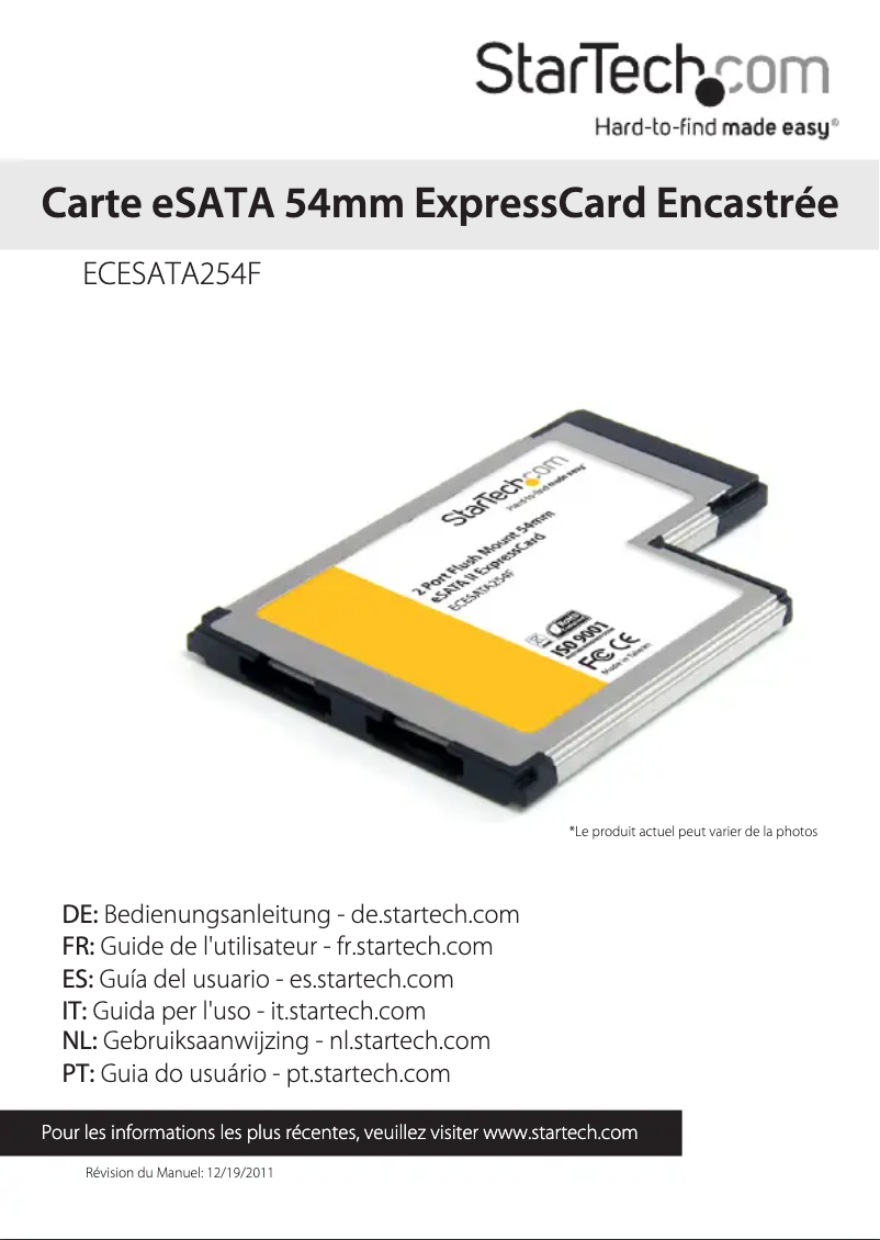 Image de la première page du manuel de l'appareil ECESATA254F