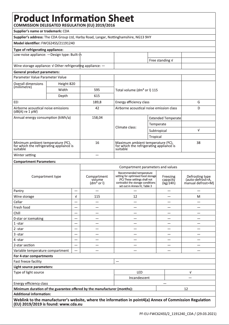 Image de la première page du manuel de l'appareil FWC624SS