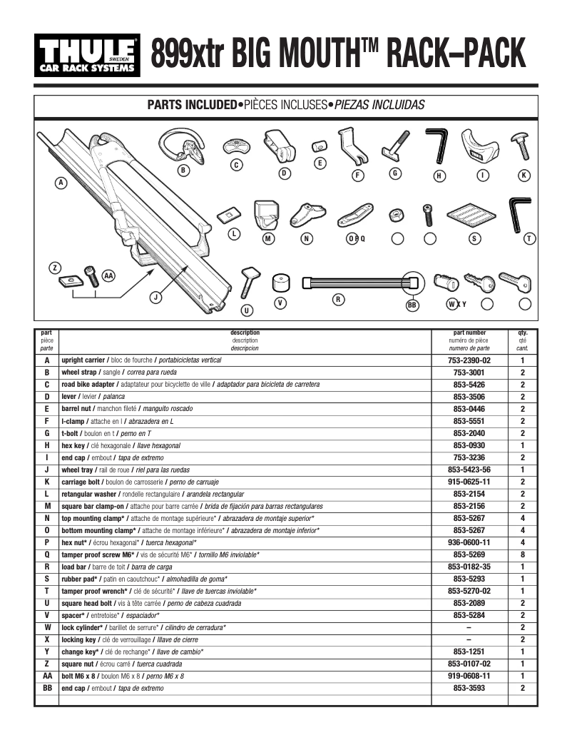 Page 1 de la notice Manuel utilisateur Thule Big Mouth 899XTR
