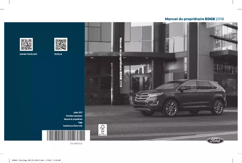 Page n°1 - Manuel utilisateur Ford Edge (2018)
