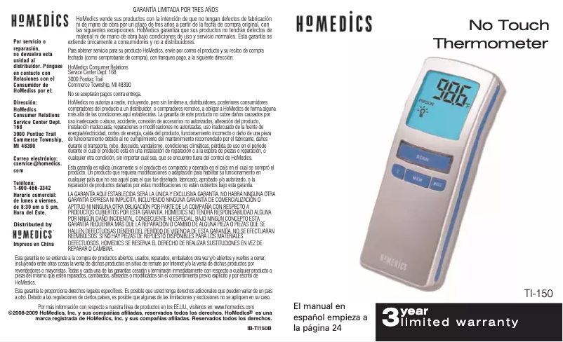 Page n°1 - Manuel utilisateur Homedics TI-150