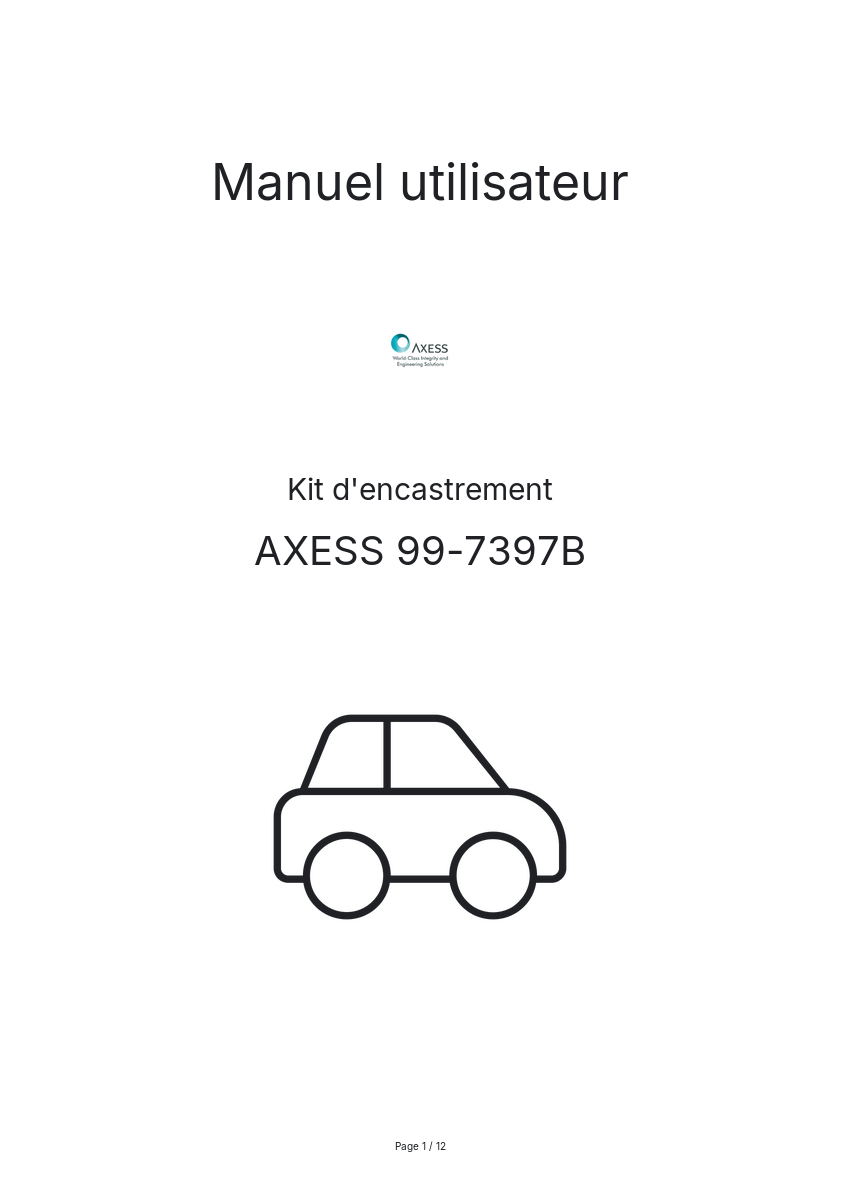 Page n°1 - Manuel utilisateur AXESS 99-7397B
