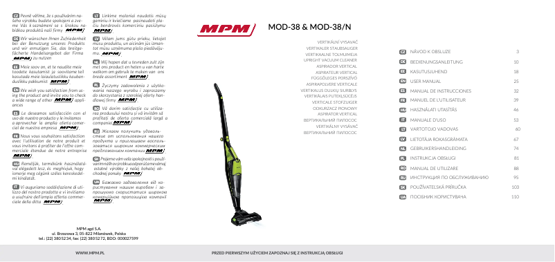 Page 1 de la notice Manuel utilisateur MPM MOD-38