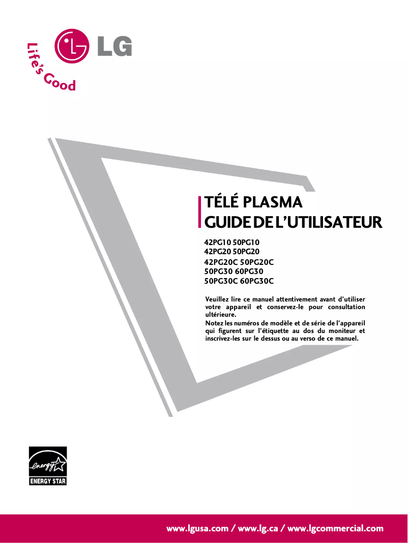 Page n°1 - Manuel utilisateur LG 50PG20