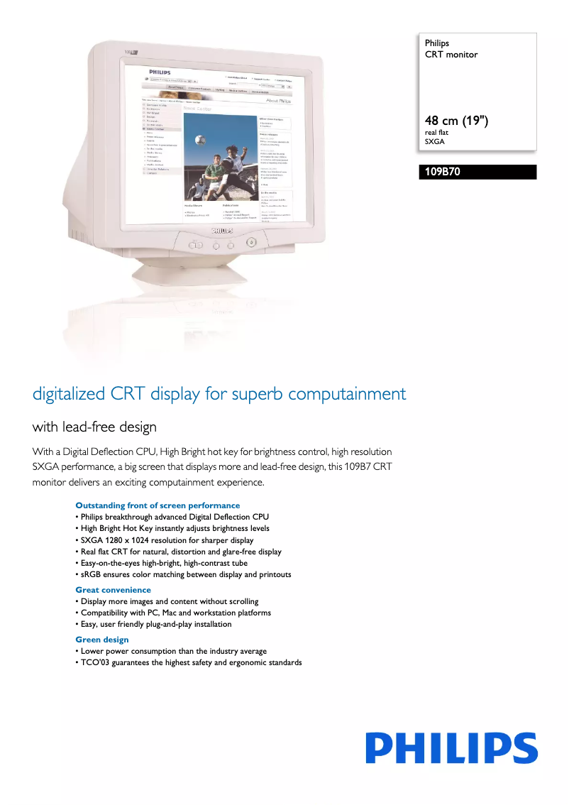 Page 1 de la notice Fiche technique Philips 109B70
