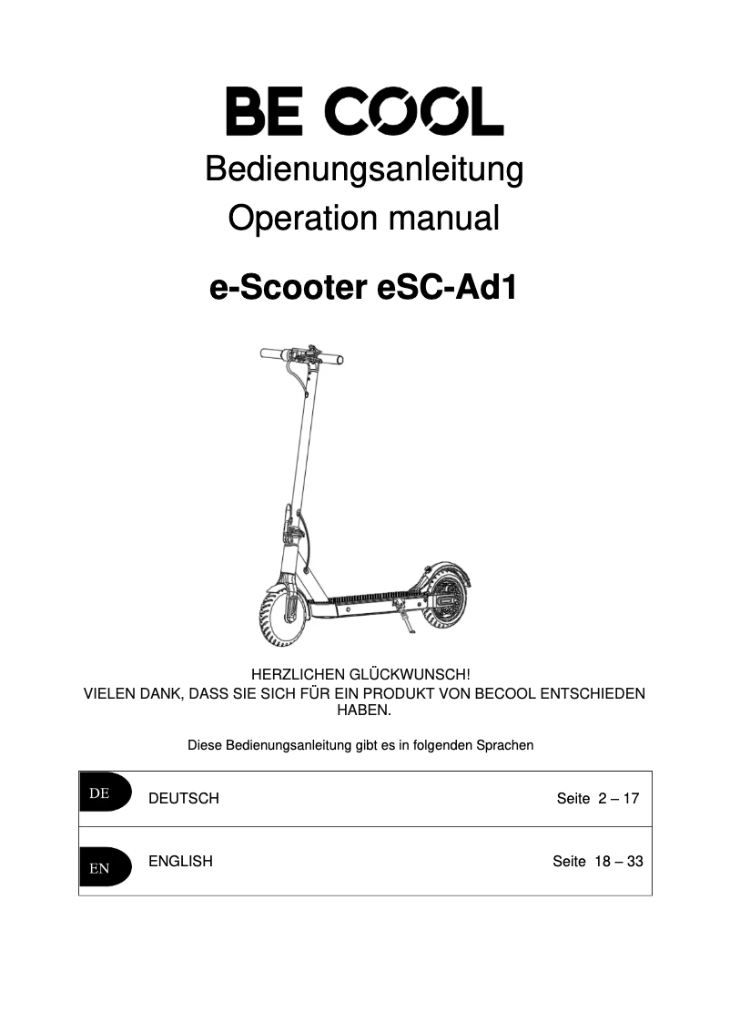 Imagen de la primera página del manual del dispositivo ESCAD1GRRD