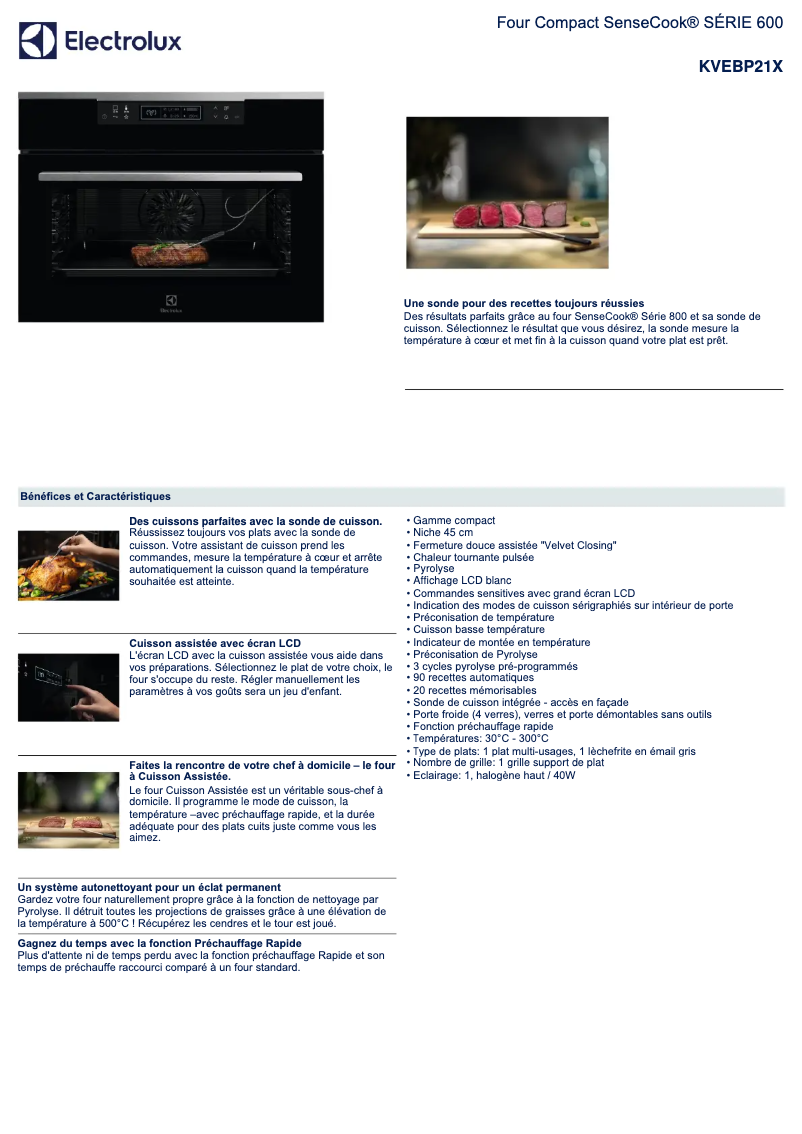 Page n°1 - Fiche technique Electrolux KVEBP21X