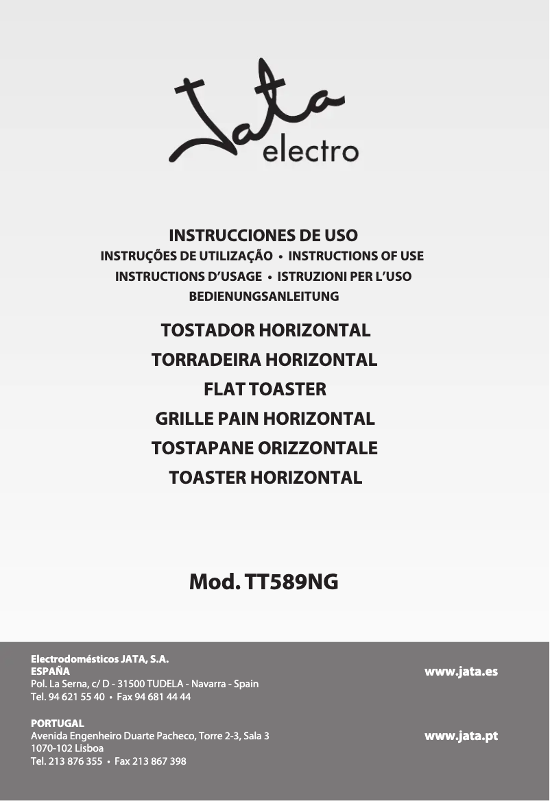 Page 1 de la notice Manuel utilisateur Jata TT589NG