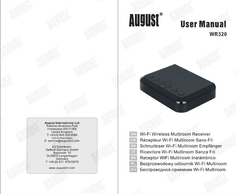 Page n°1 - Manuel utilisateur August WR320