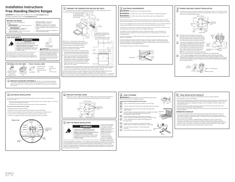 Page 1 de la notice Guide d'installation GE JBP35DMCC