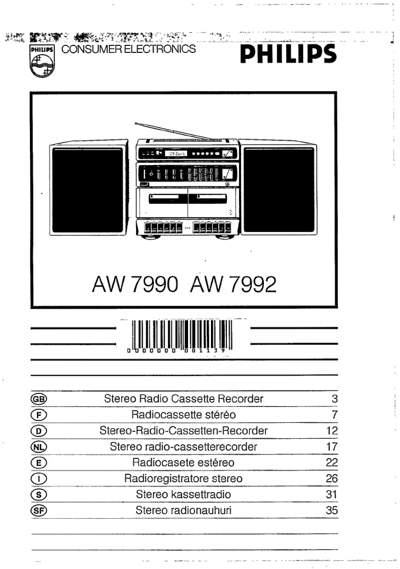 Page n°1 - Manuel utilisateur Philips AW7990