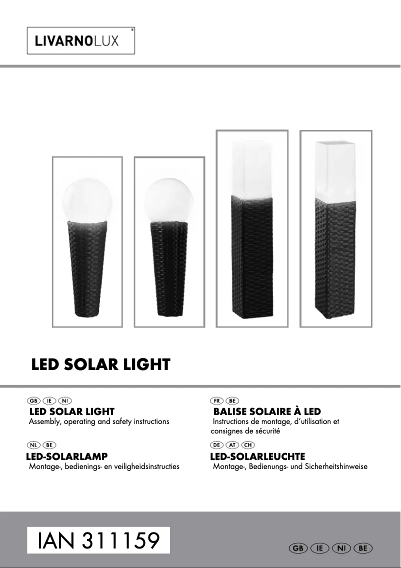 Page 1 de la notice Manuel utilisateur Livarno Lux IAN 311159