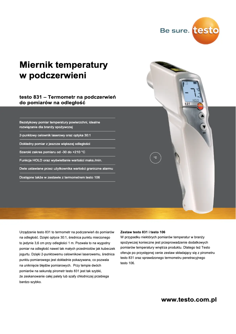 Page 1 de la notice Brochure Testo 831