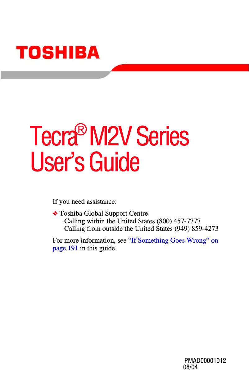 Image de la première page du manuel de l'appareil Tecra M2V