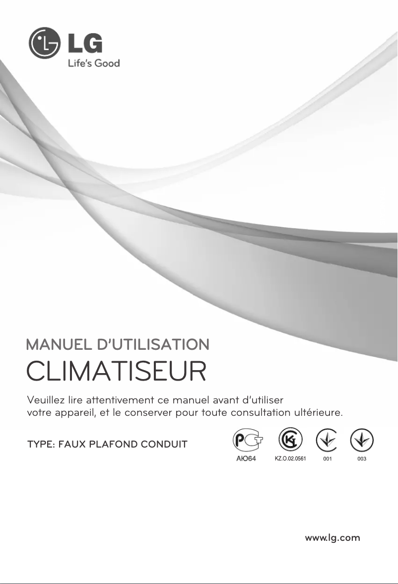 Page 1 de la notice Manuel utilisateur LG AMNH24GB2A2