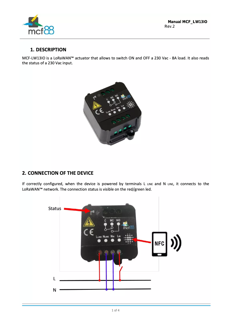 Page 1 de la notice Manuel utilisateur MCF88 MCF-LW13IO