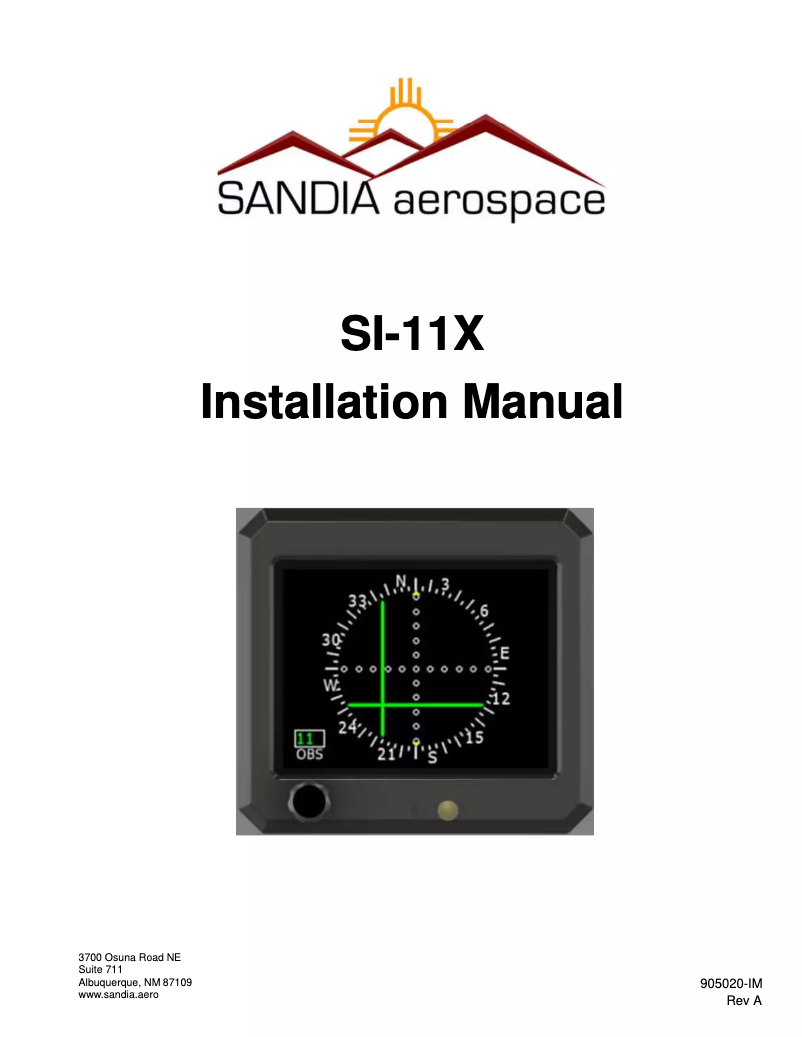Page n°1 - Manuel utilisateur Sandia Aerospace Si-11X
