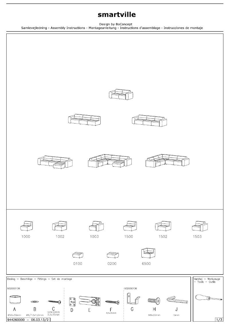 Page 1 de la notice Manuel utilisateur BoConcept Smartville