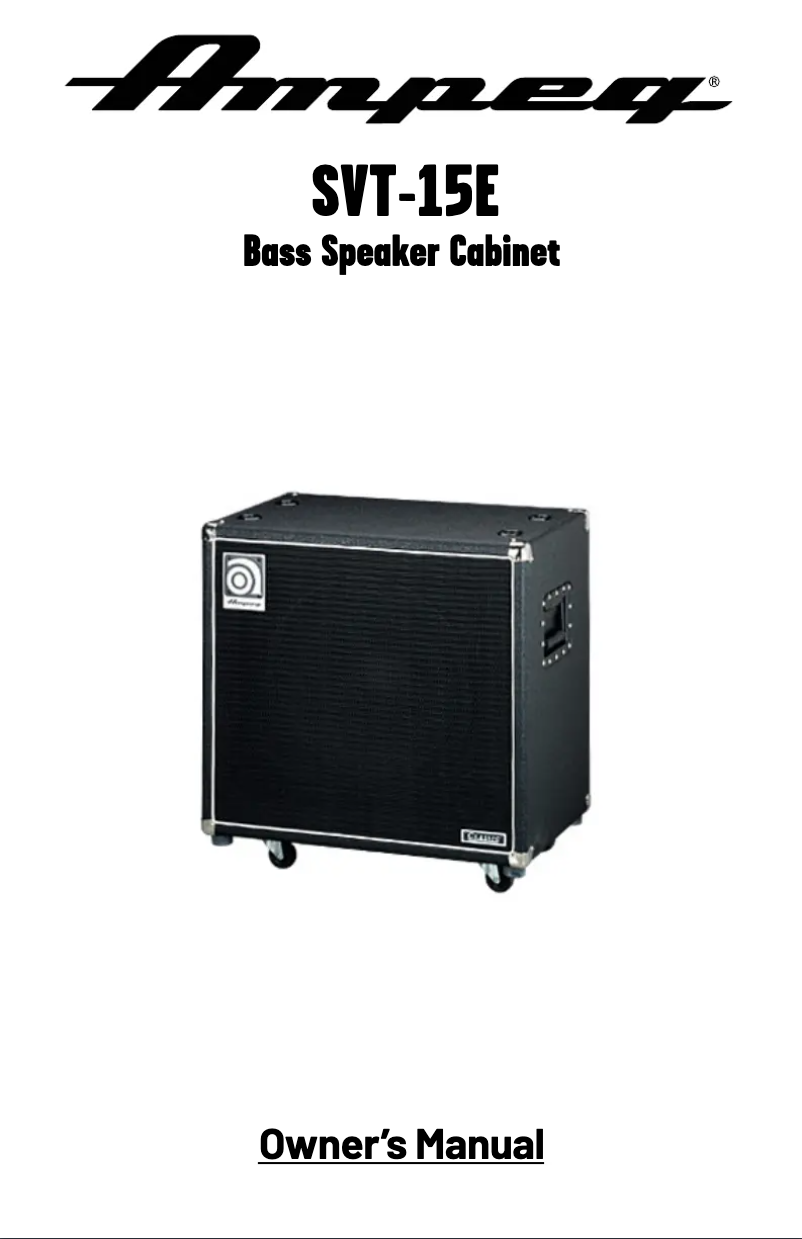 Page n°1 - Manuel utilisateur Ampeg SVT-15E