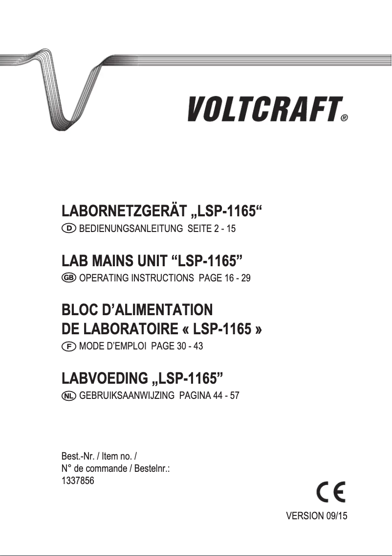 Page n°1 - Manuel utilisateur Voltcraft LSP-1165
