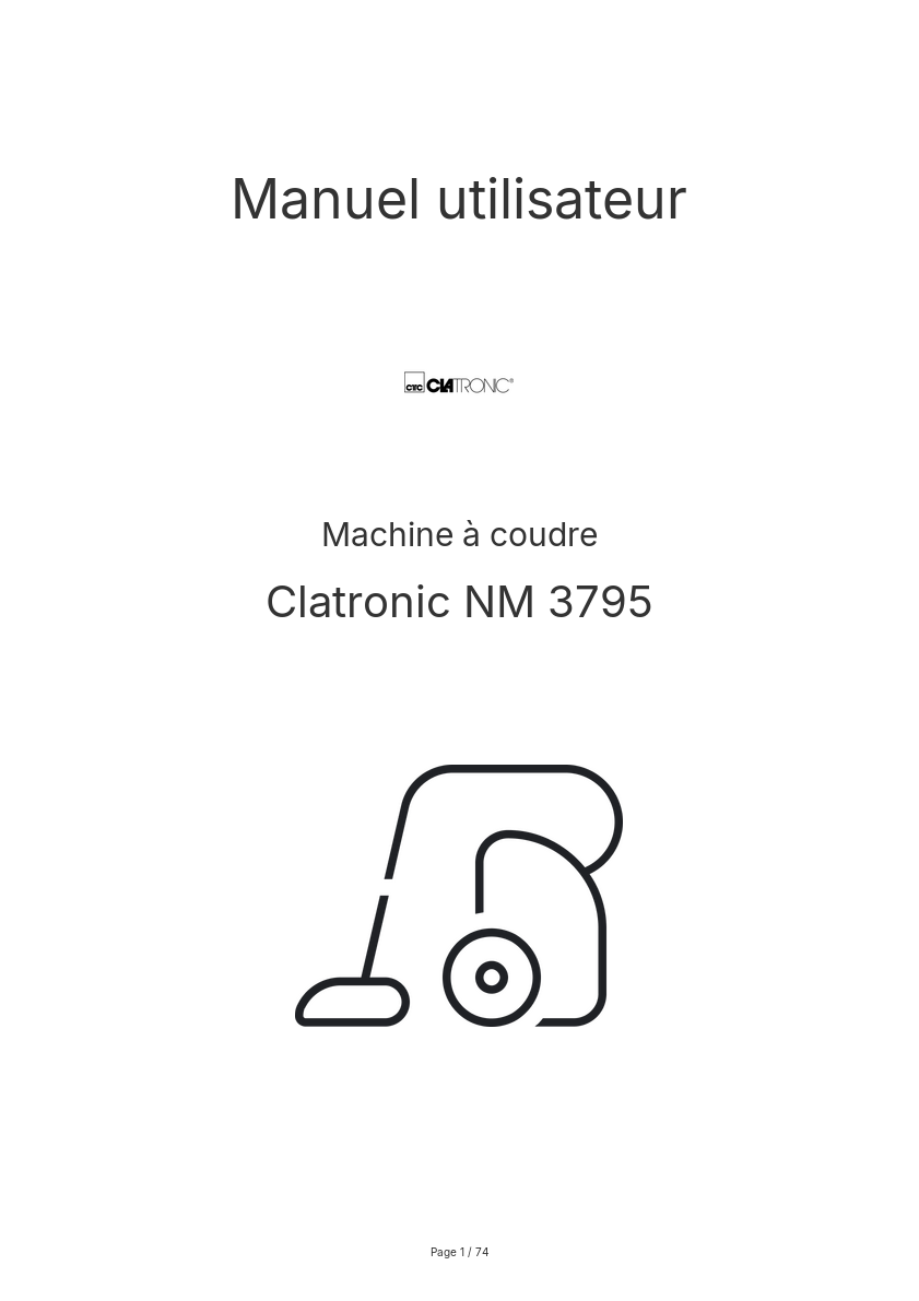 Page n°1 - Manuel utilisateur Clatronic NM 3795