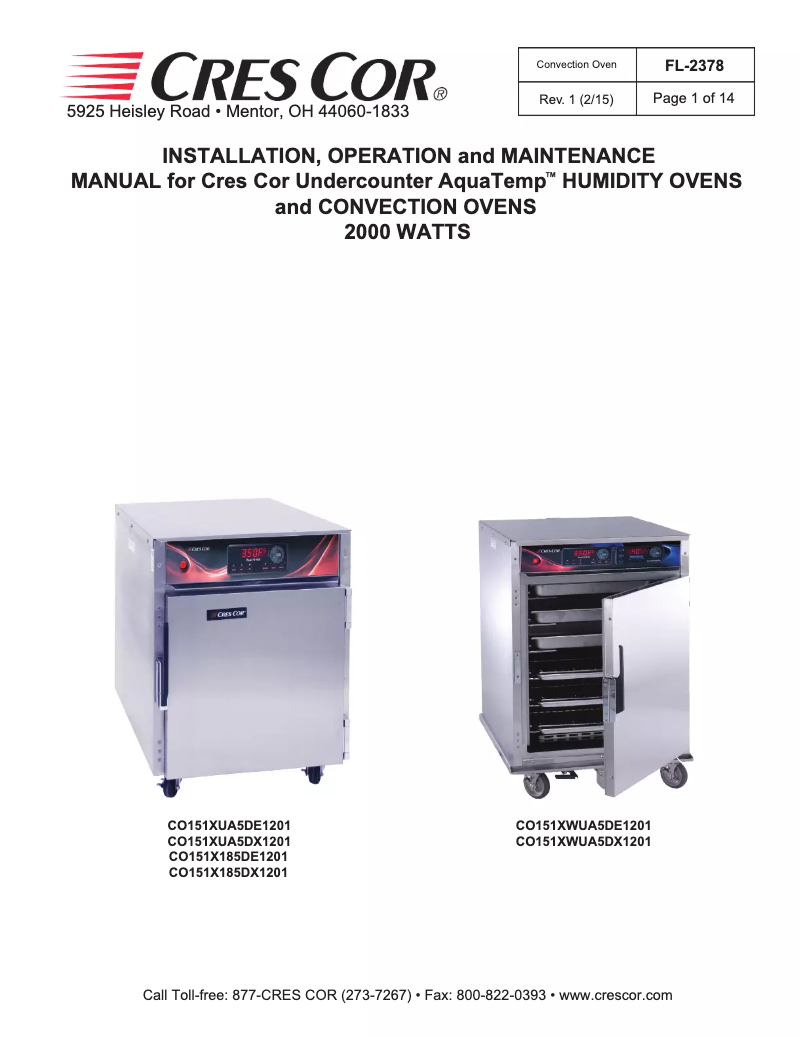 Image de la première page du manuel de l'appareil CO151X185DX