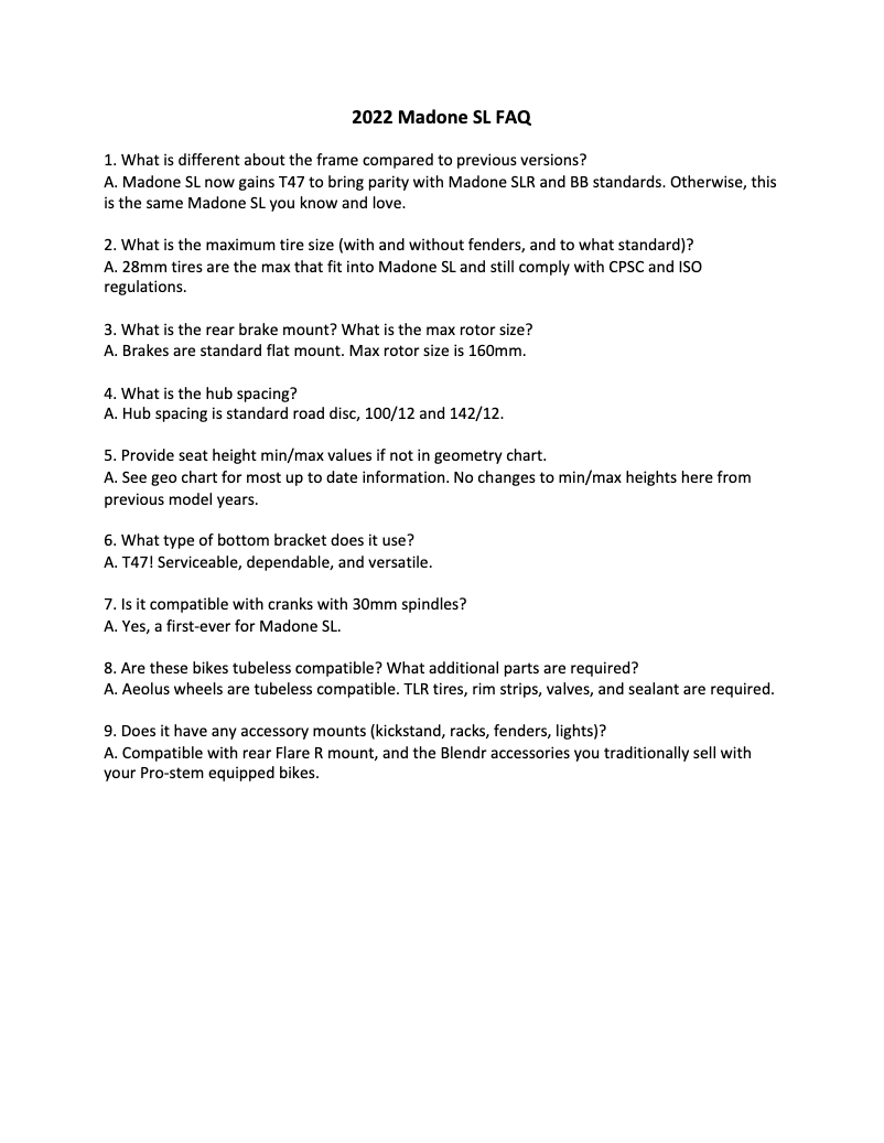 Page n°1 - FAQ Trek Madone SL 7 AXS