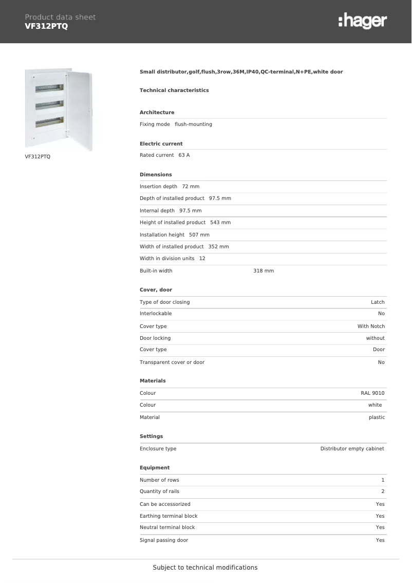 Image de la première page du manuel de l'appareil VF312PTQ
