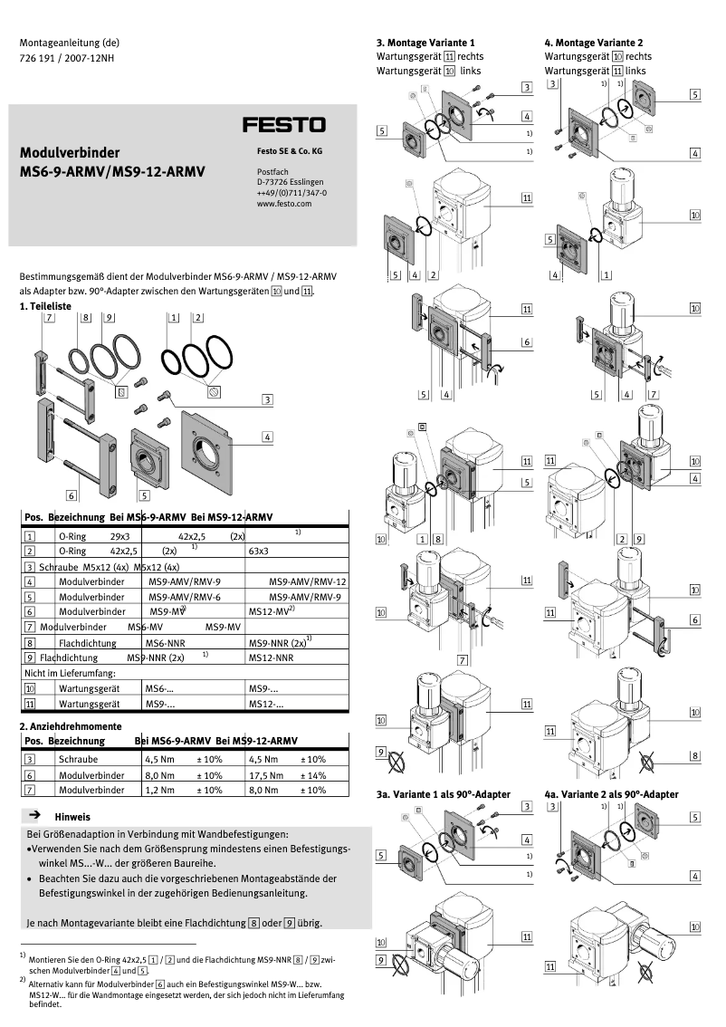Page 1 de la notice Manuel utilisateur Festo MS6-9-ARMV