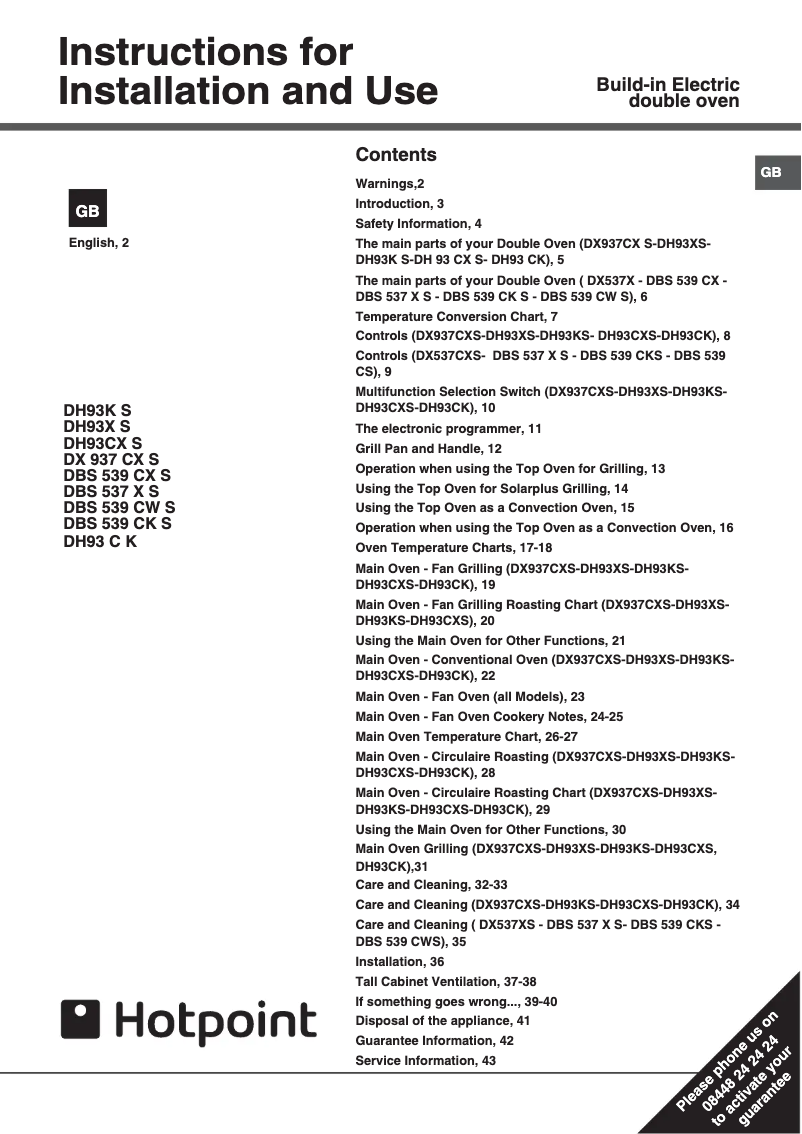 Image de la première page du manuel de l'appareil DH93CX S