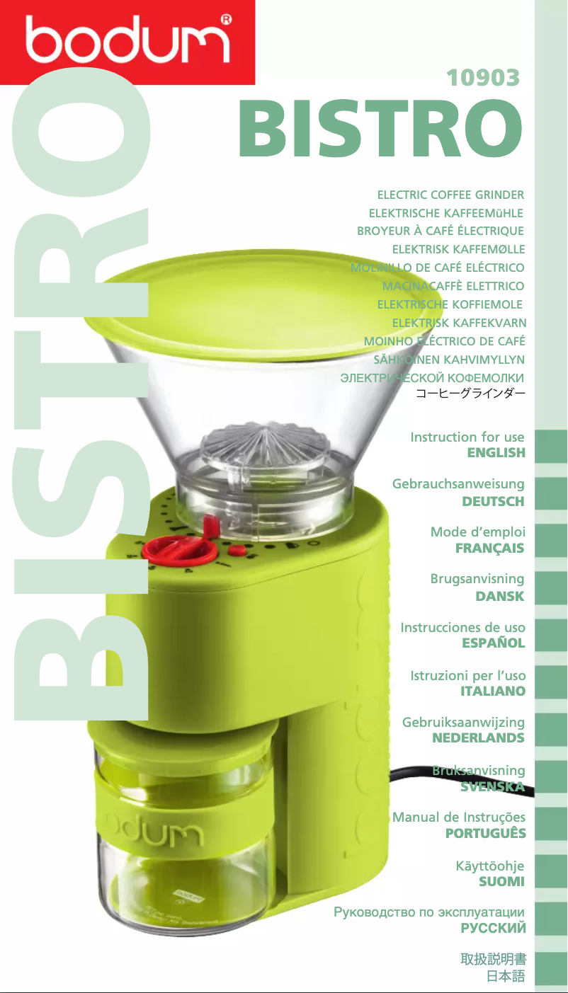 Page 1 de la notice Manuel utilisateur Bodum Kaffeemhle