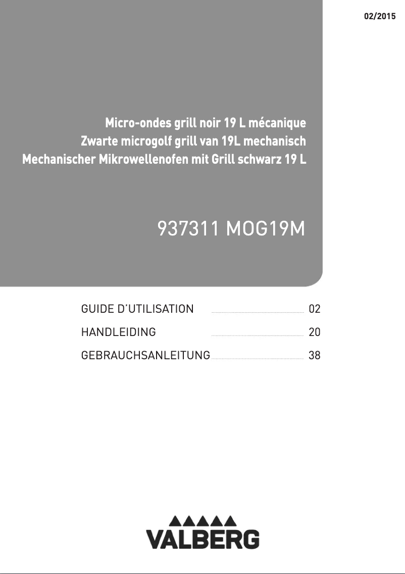 Page 1 de la notice Manuel utilisateur Valberg MOG19M