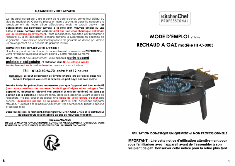 Page 1 de la notice Manuel utilisateur Kitchen Chef HT-C-0003